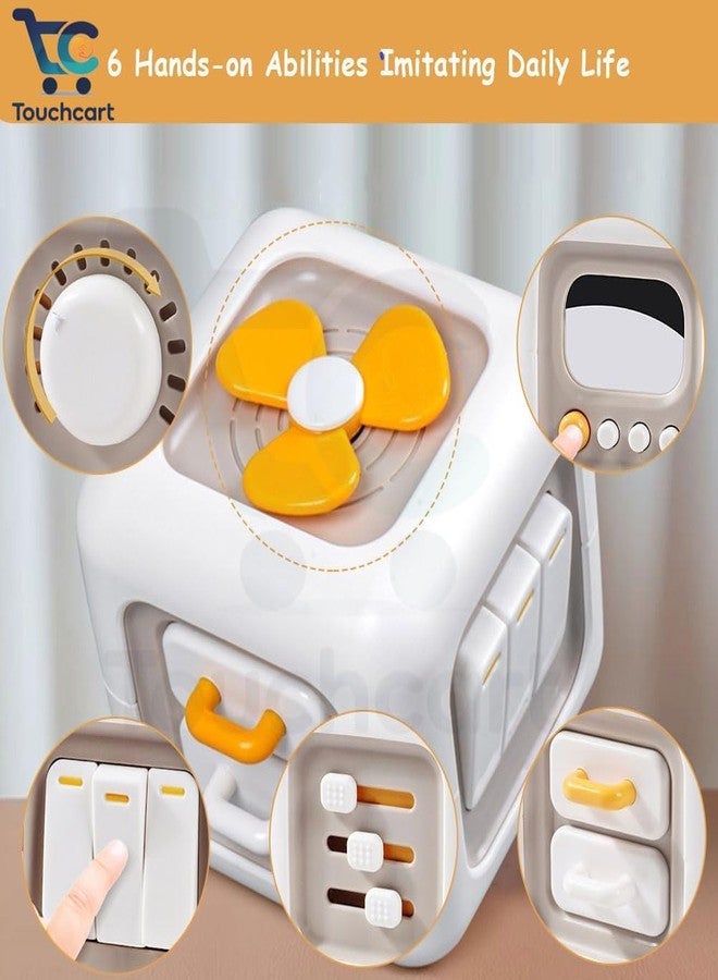Touchcart 6-in-1 Montessori Activity Cube for Toddlers 1-3 - Educational Busy Board & Sensory Toy for Fine Motor Skills, Cognitive Learning, Hand-Eye Coordination, Travel-Friendly Gift (White) - Image 3